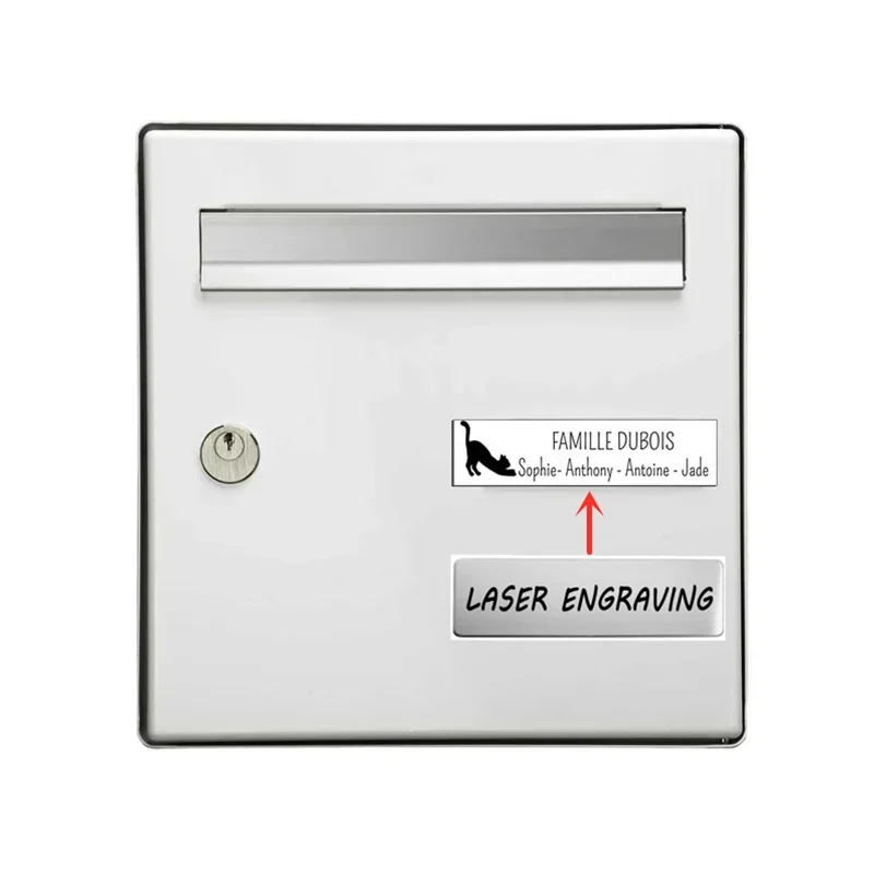 New Personalized Adhesive Mailbox Badges Stainless Steel 7*2cm Brooch Engrave Name Text Double Sided Plate Magnet ID Door Tag