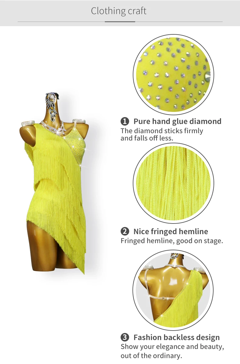 2026 Bühnenkleid für Damen, Lateinamerikanisches Tanzkostüm, Mädchen-Ballroom-Tanzkleidung, Rock, Party- und Übungskleidung, Samba, Abschlussball, Sport, Fransenanzug – Detail 7