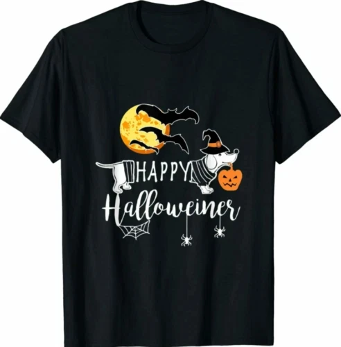 

Happy Halloweiner Dachshund Funny Halloween Dog Funny Gift T-Shirt Printed Design Comfortable and Soft Breathable Men Clothing