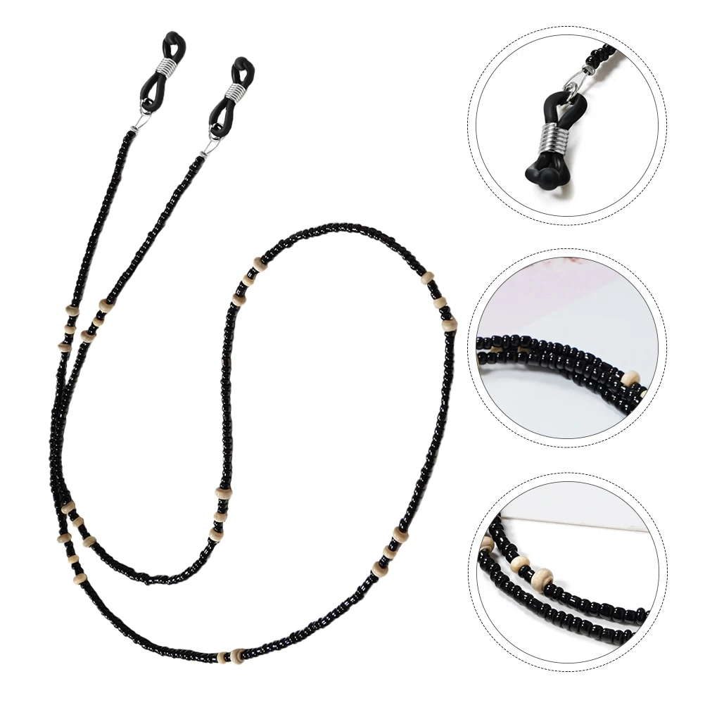 

Glasses Chain 2 Pcs Black Wooden Bead Eyeglasses Rope Anti Lost Necklace Accessories For Glasses Supplies