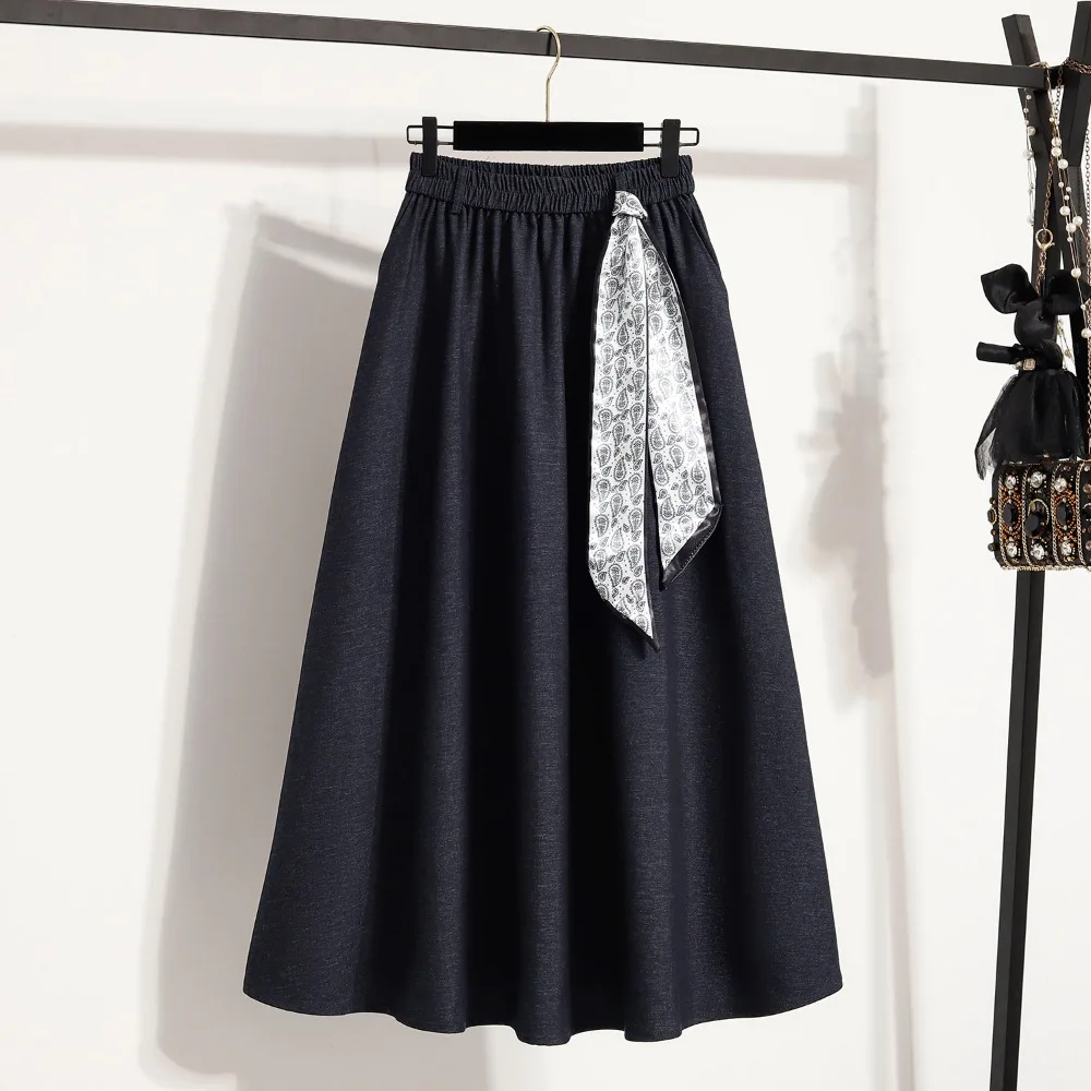 

Повседневные шикарные тонкие свободные юбки с высокой талией и рюшами, корейская уличная одежда, модная одежда больших размеров