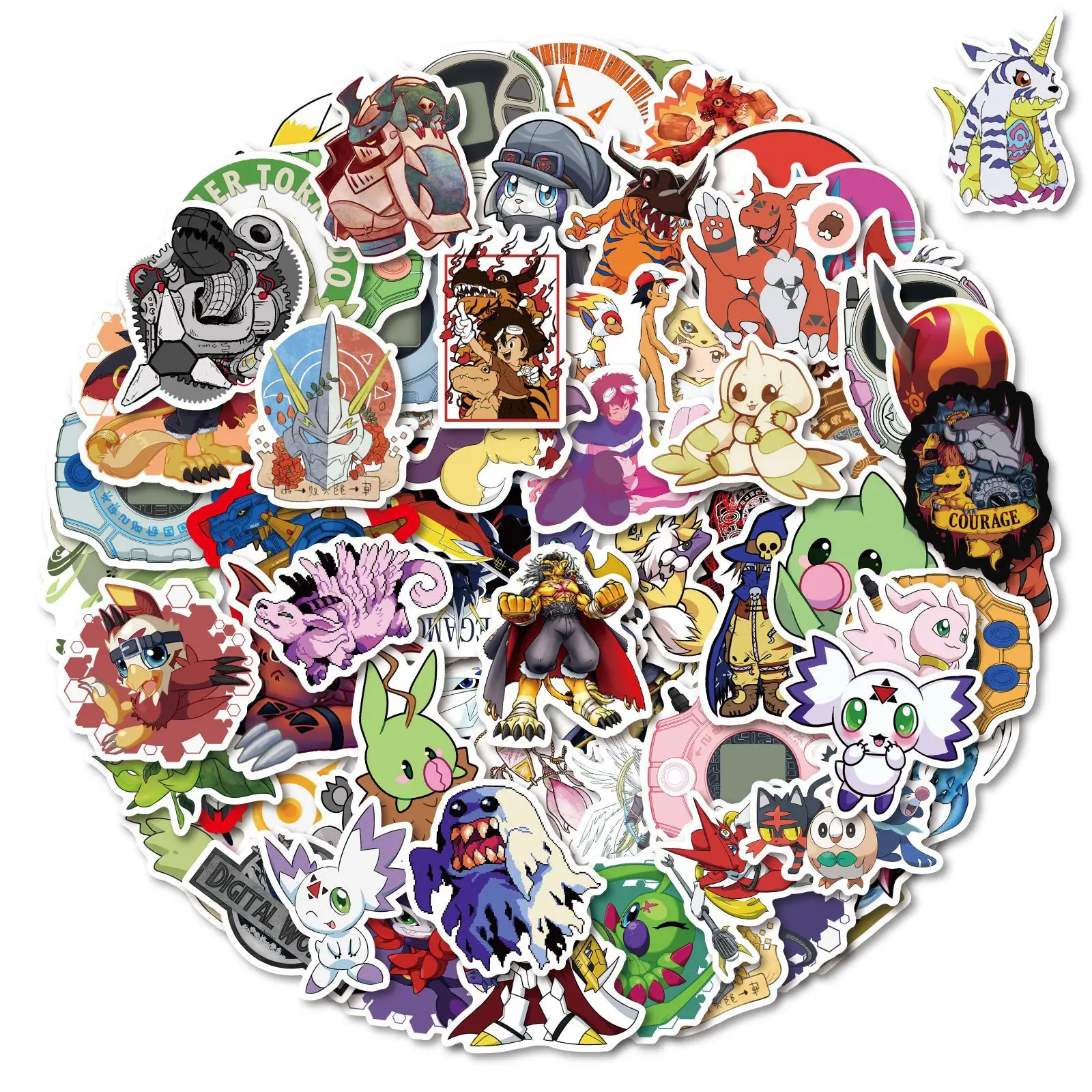 Autocollants de dessin animé Digimon Adventure pour enfants, décalcomanies graffiti cool, anime japonais classique, jouet, téléphone, ordinateur portable, 100 pièces