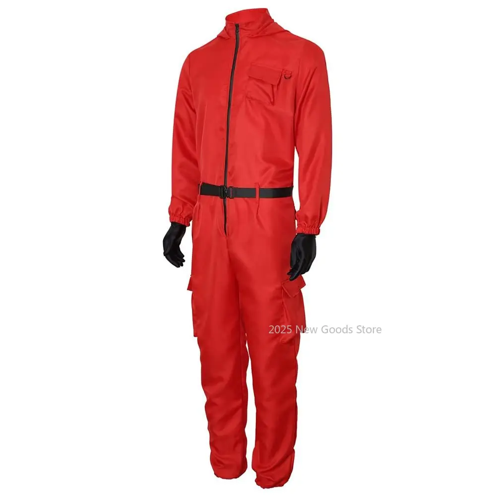 South Korean Movie Villain Red Jumpsuit Cosplay Costume Bodysuit Adult Men Full Set Halloween Carnival Party Clothes Role Play
