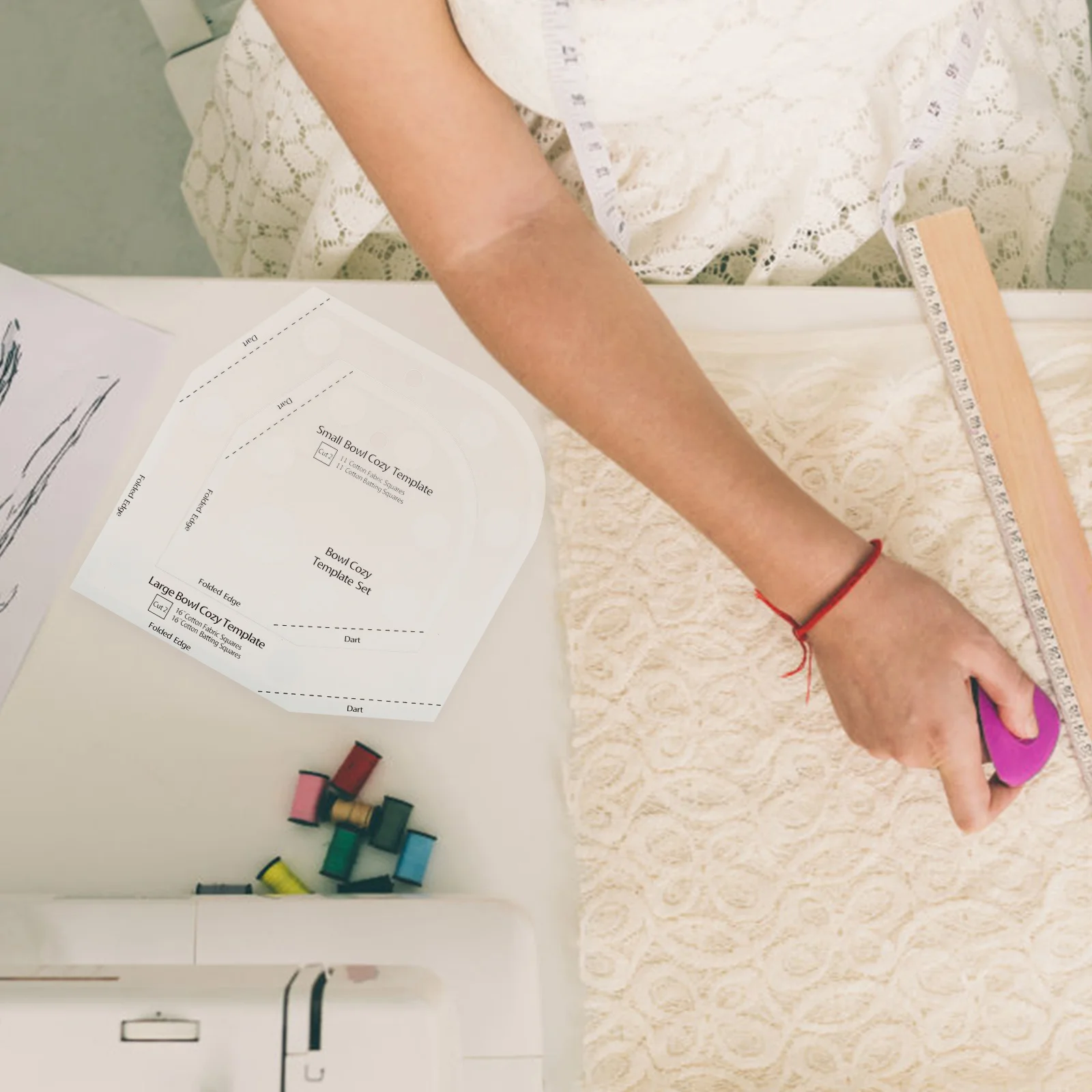 

3Pcs Bowl Cozy Template Acrylic Patchwork Ruler DIY Sewing Supplies Crafting Bowl Cozy Template Patchwork Tool