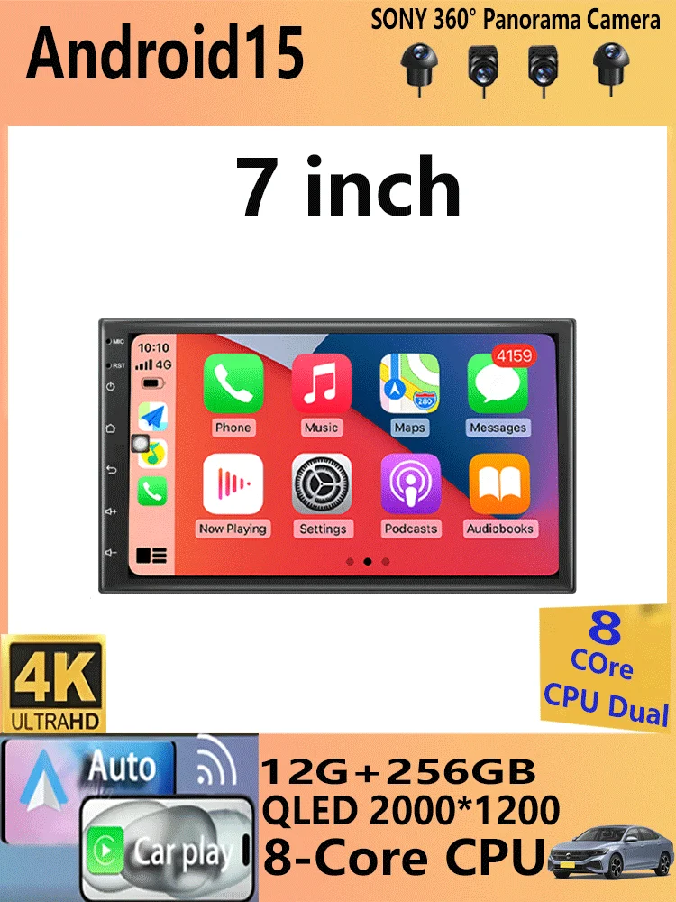 Universele 7 "autoradio GPS 2 din Android 15 Auto Carplay voor Volkswagen Nissan Hyundai Toyota multimediaspeler - afbeelding 2