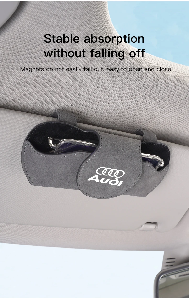 Car Sun Visor Glasses Storage Box Sunglasses Holder Organizer For Audi Quattro A3 A4 A6 A5 Q5 A1 Q7 Q3 Q2 Q8 A7 A8 TT S1 SQ5