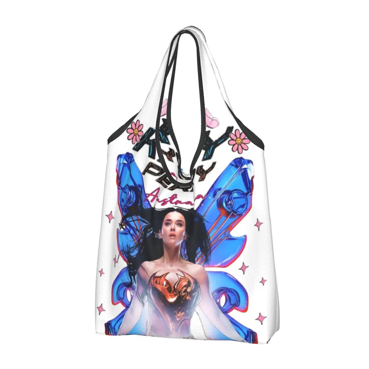 Perryed Tour 2025 Katyed Lifetimes Concert Tour Shopping Bag Reusable Grocery Tote Bags Large Capacity Bags Washable Handbag