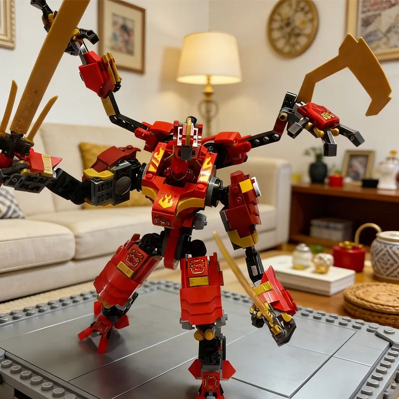 

685 шт. ниндзя альпинисты Mecha 71812 красный двойной лезвие модель робота сборка украшения дома игрушки для рождественской мебели подарки