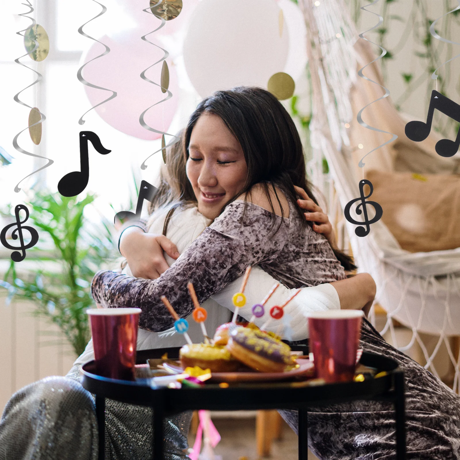 

24pcs Musical Note Hanging Swirl Decorations Pendants Lightweight Easy Placement Ceiling Table Chair Balloon