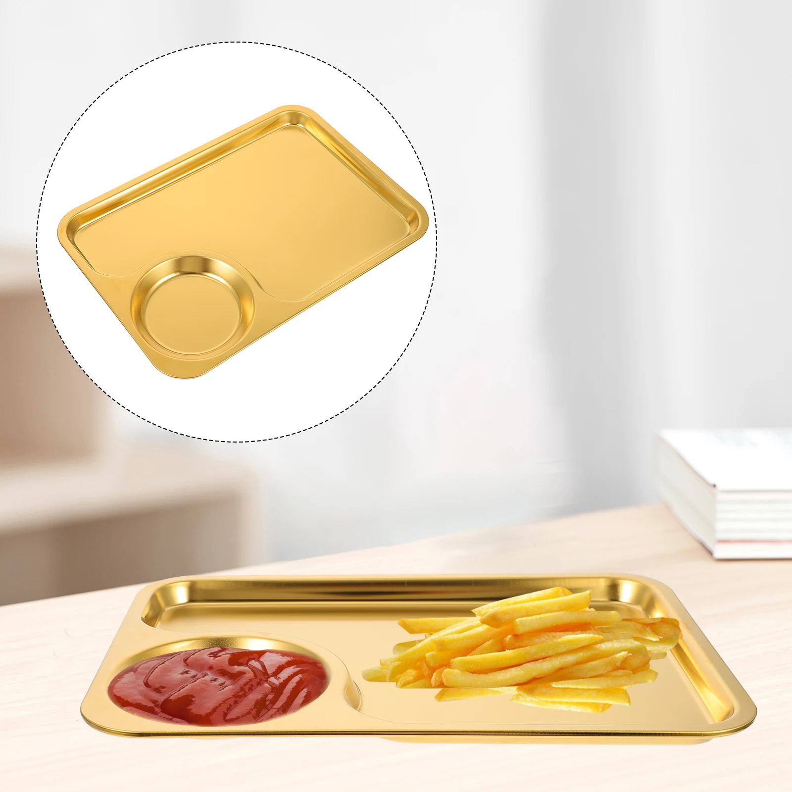 

Stainless Steel Barbecue Pan Snacks Plate Food Storage Metal Dessert Tray Fried Chicken Golden Pork Chop Portable Dinner Tray