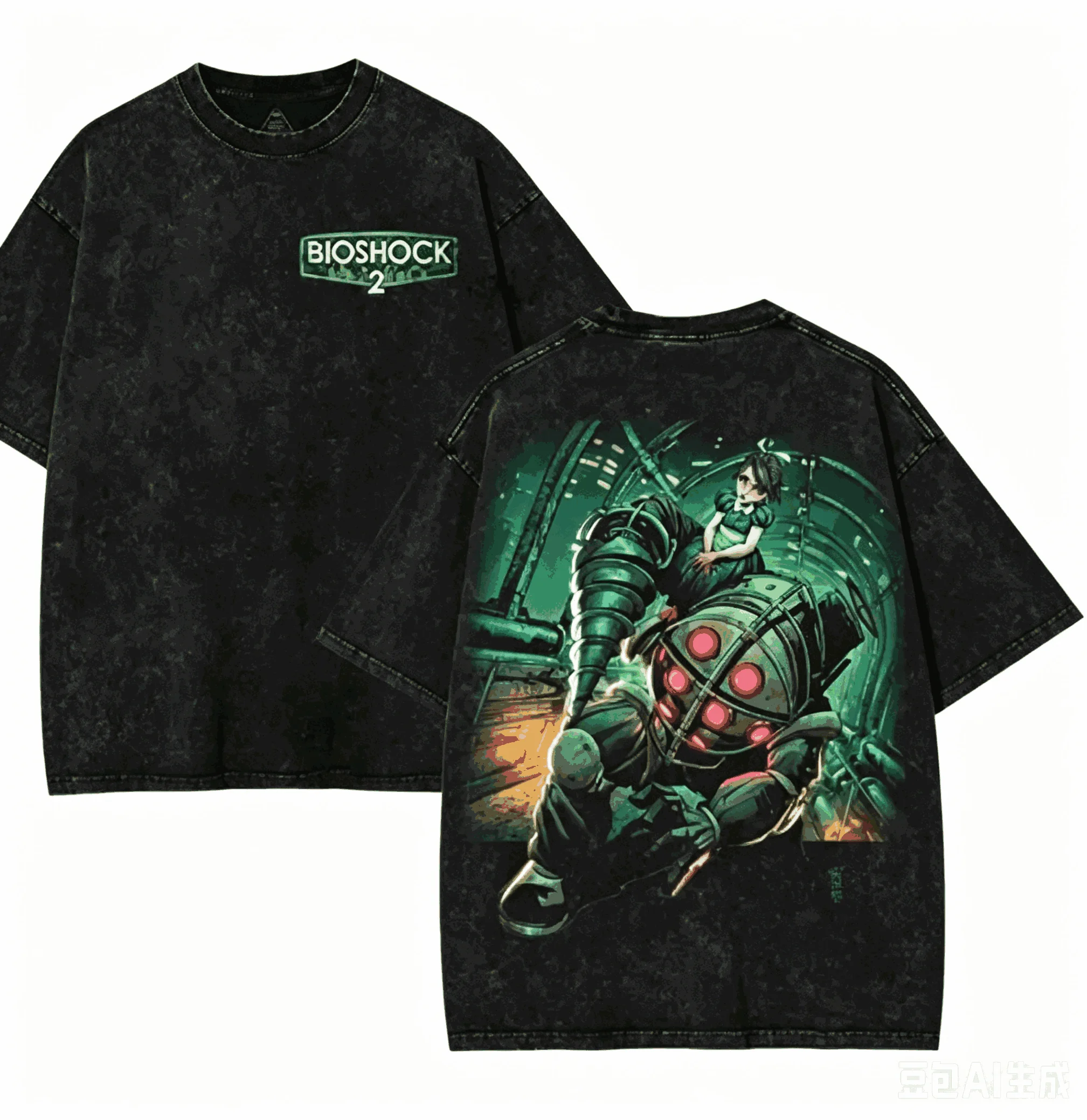 Vintage Fashion Model - Camiseta BioShock Lavada, Nuevo Modelo 2026,