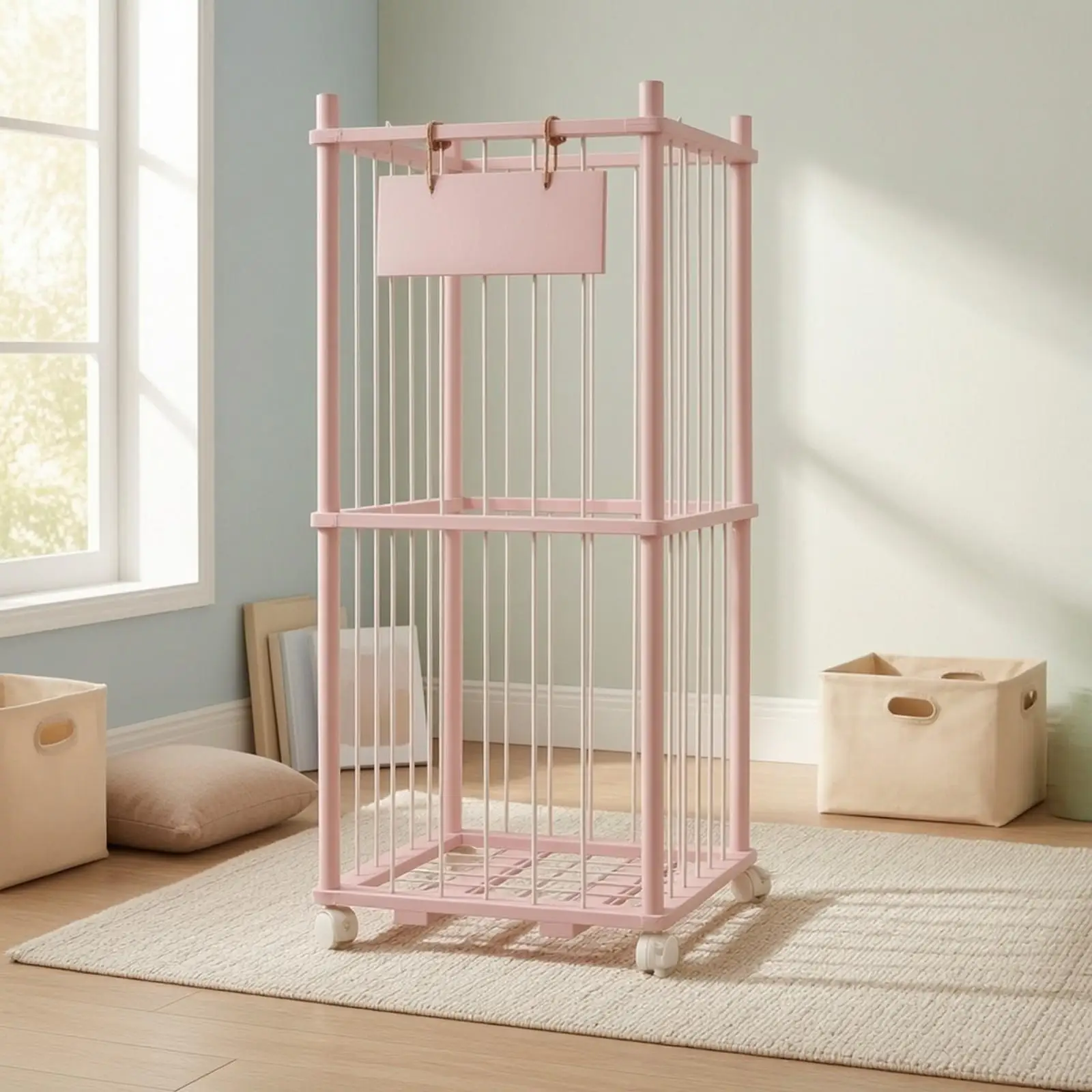 wooden-two-tier-storage-shelf-for-stuffed-toys-with-smooth-rolling-casters