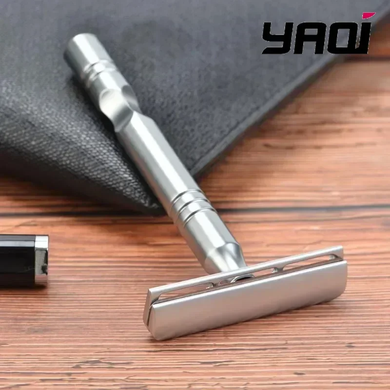 ماكينة حلاقة اللحية من YAQI بلون كروم غير لامع، شفرة تيار متردد Excalibur ذات حافة واحدة للرجال، ماكينة حلاقة آمنة #4