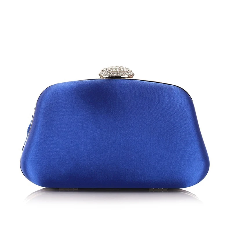 Royal Blue Pleat & Pillow Shaped Clutch Bag Elegant Designer Clutch With Chain Rhinestone Hasp Wedding Bridal Party Purse 2024