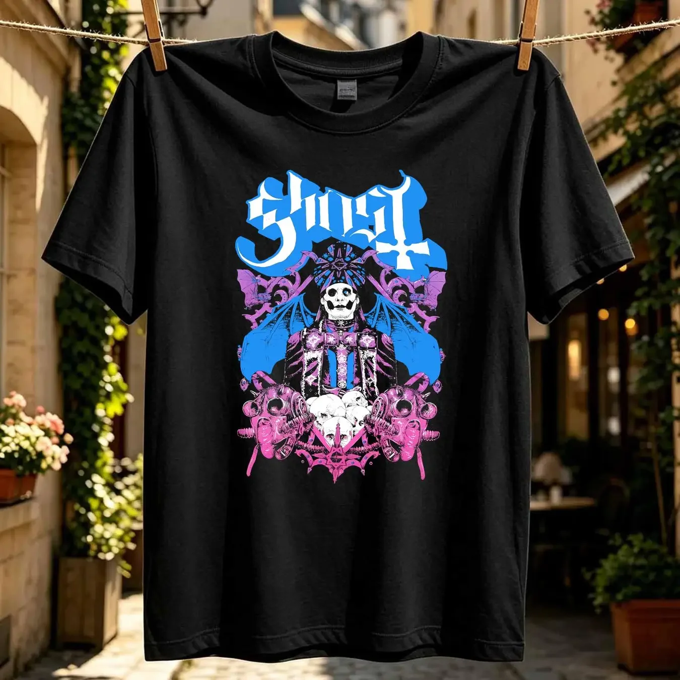 washed T Shirt GhosT Mens Extra Large Concert Tour Heavy Metal Band 3D Puff Swedish Adult long or short sleeves vintage Washed