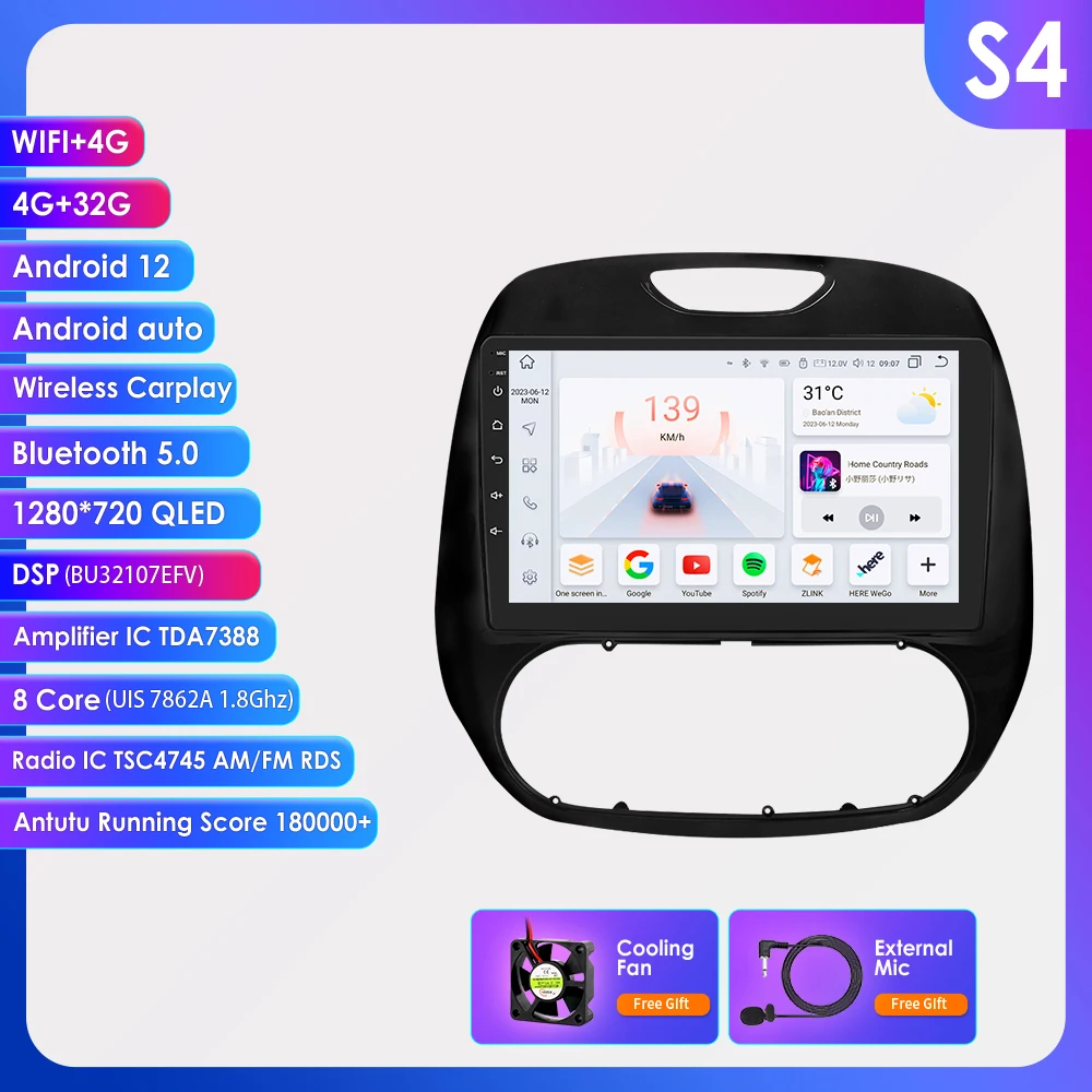 Hizpo 7862 autoradio voor Renault Kaptur Captur 2016 - 2019 draadloos Carplay intelligent systeem multimedia Android Auto 4G 2Din