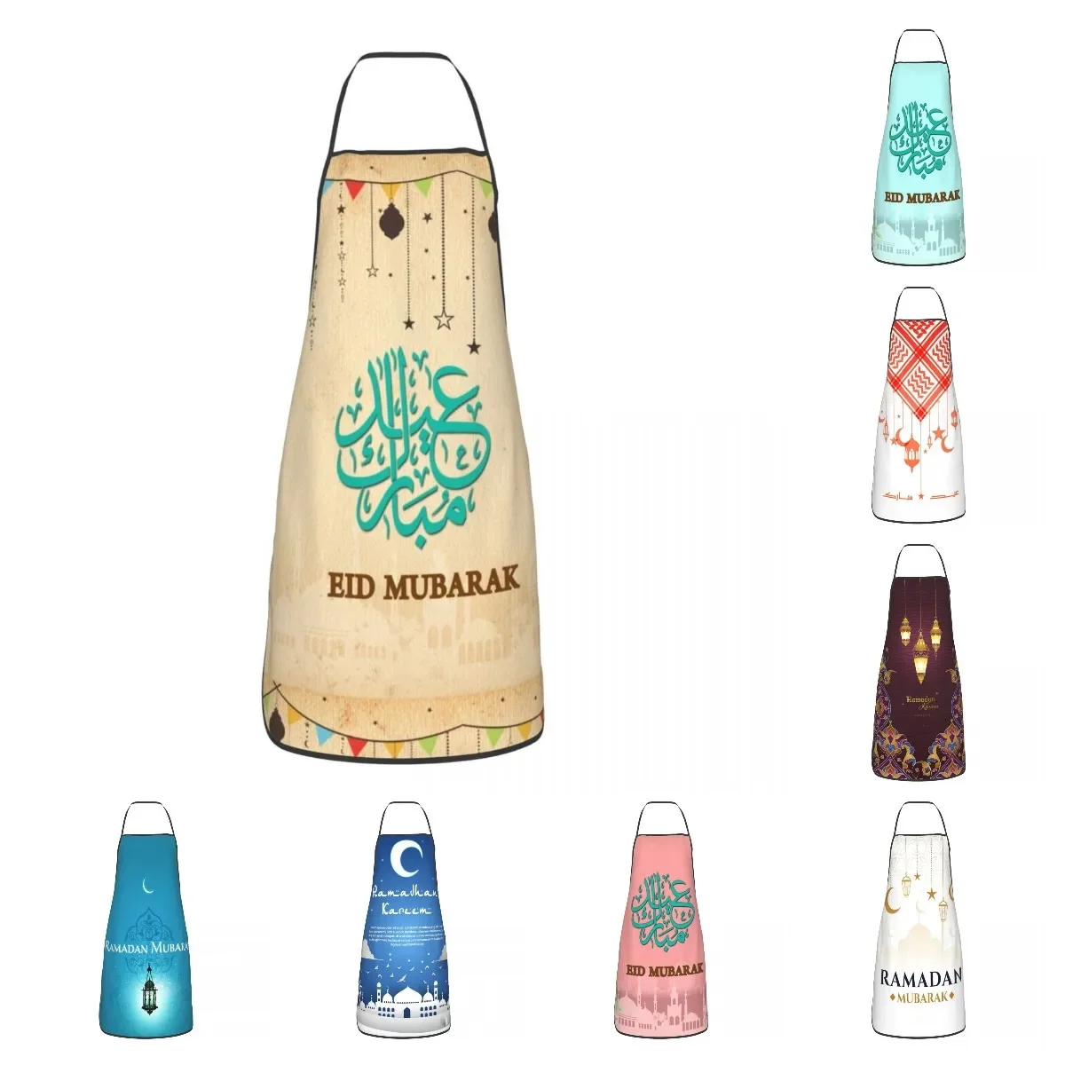 Unisex Eid Mubarak Muslim Islamic Kitchen Chef Cooking Baking Apron Men Women Ramadan Kareem Tablier Cuisine for Painting