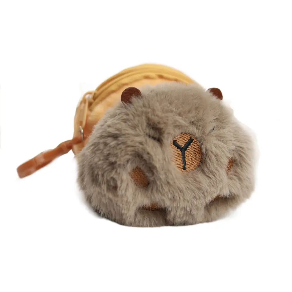 Funny Portable Capybara Plush Coin Purse Zipper Mini Capybara Purse Bag Kawaii Cartoon Animal Capybara Earphone Bag Outdoor