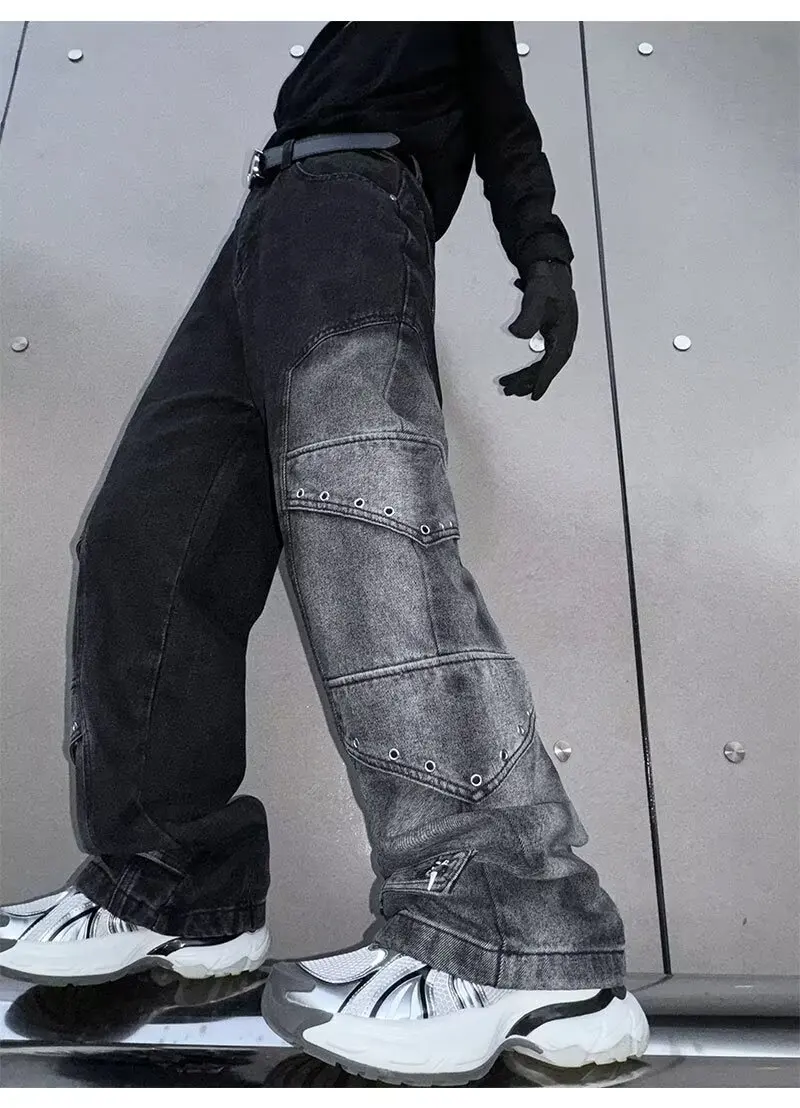 2024 Pantalones y2k Streetwear Vintage blau baggy neue Jeans Cargo hose für Männer Kleidung gerade weites Bein Hip Hop Jeans hose – Detail 15