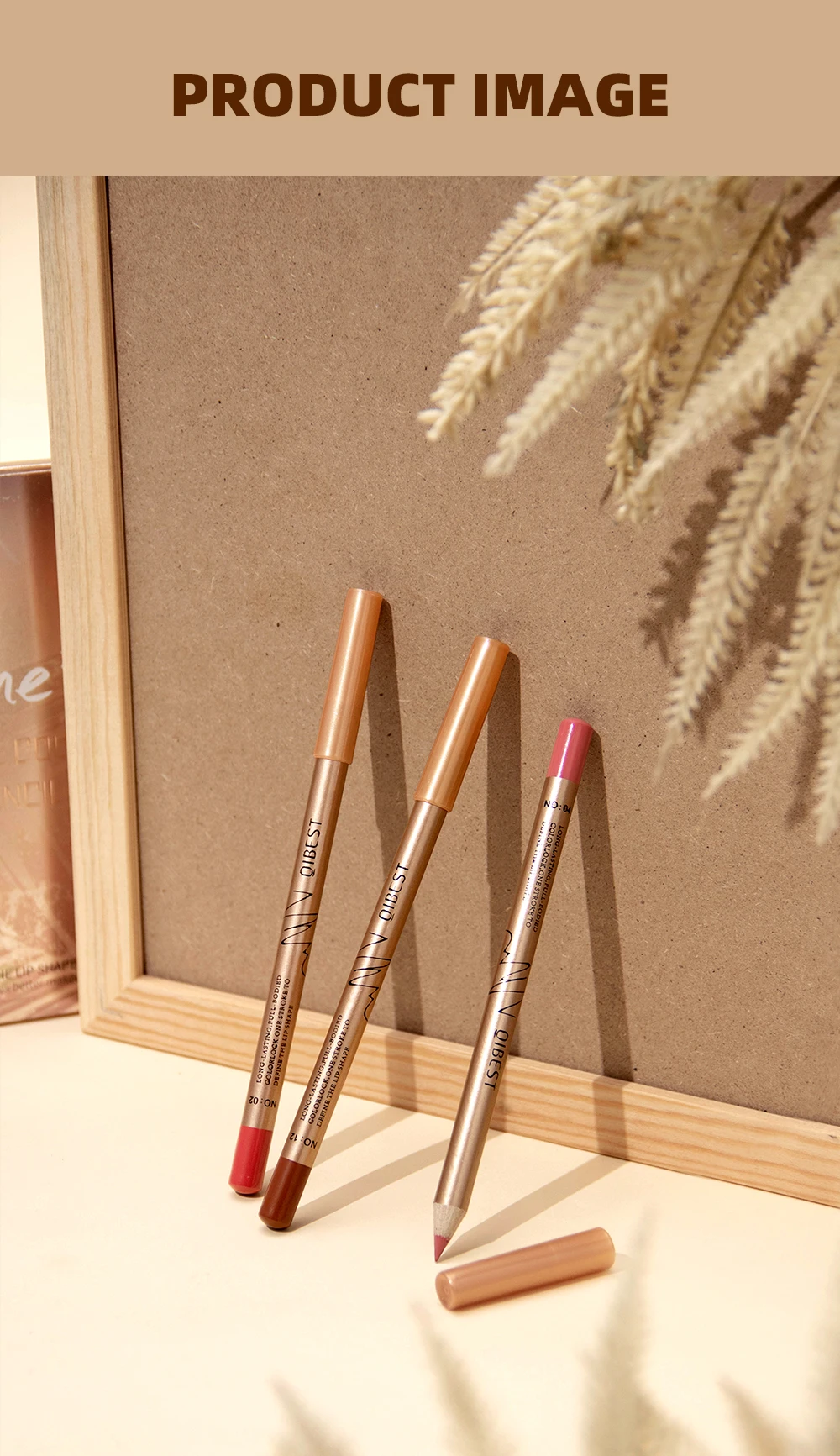 QIBEST 12 Farben Lippenstifte Matte Lipliner Bleistift Wasserdicht Lippenstift Lip Liner Stift Glatte Nude Lippenstift Stifte Für Lippen Make-Up – Detail 13