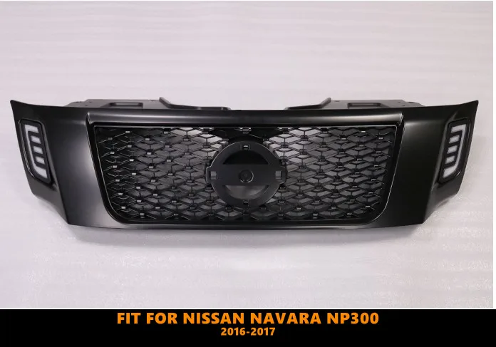 

Good Quality ABS Front Middle Grill Racing Grills With LED Lights DRL Fit For Nissan Navara NP300 2016-2017