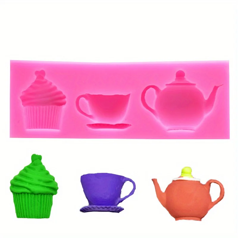 1 قطعة ثلاثية الأبعاد إبريق الشاي كوب كب كيك سيليكون قالب فندان كعكة المعجنات ديكور السكر الحرفية قالب أدوات الخبز #5