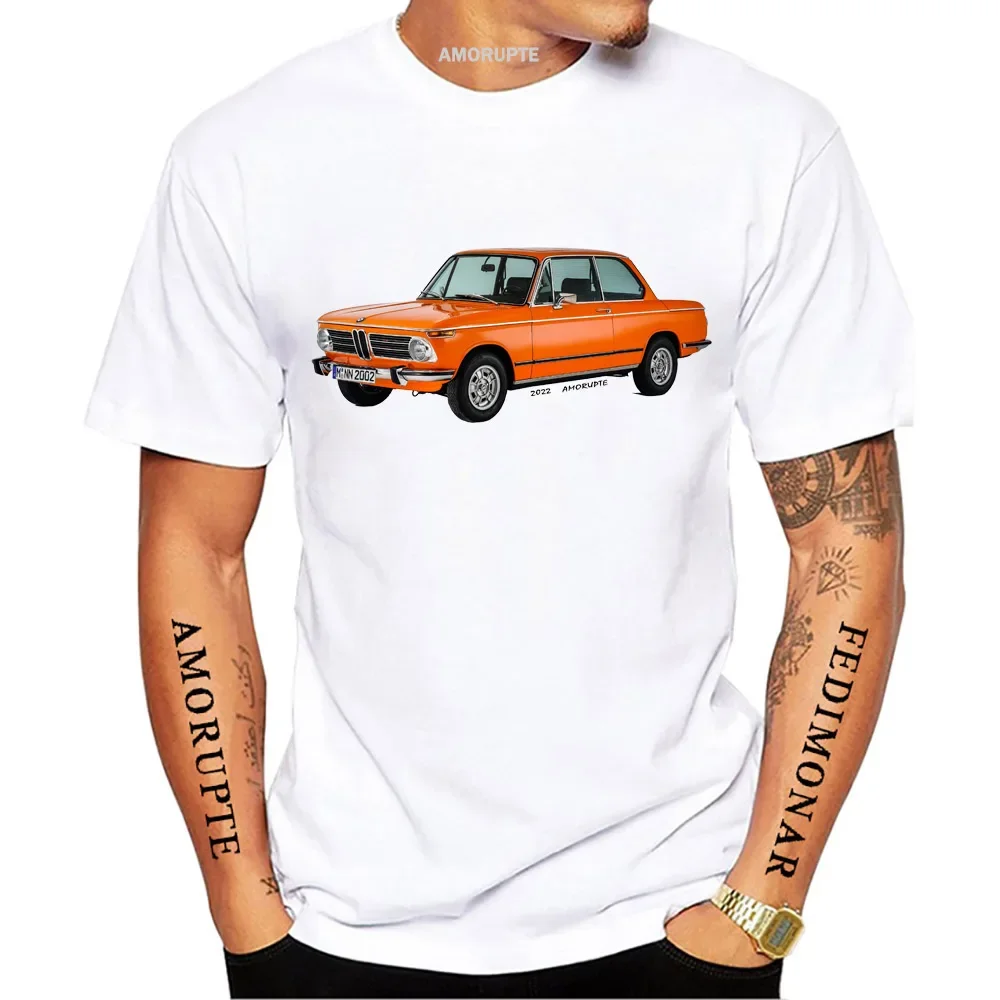 Vintage 80\'s 2002 Turbo Best Car Design T-Shirt New Summer Men Short Sleeve Hip Hop Boy Sport Casual White Tops Man Tees