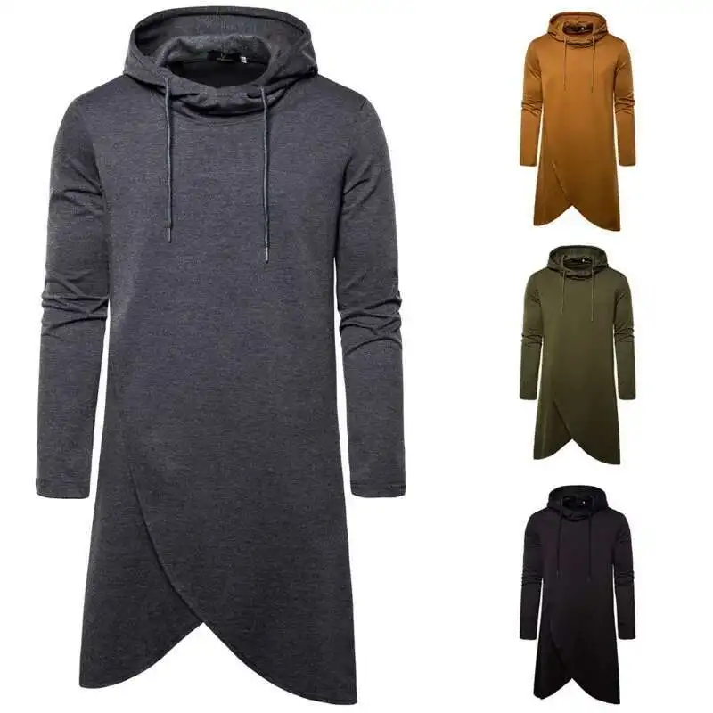 Medium Irregularly Hooded Pullover And Spring Men's Split Autumn New Long Sweater Jacket