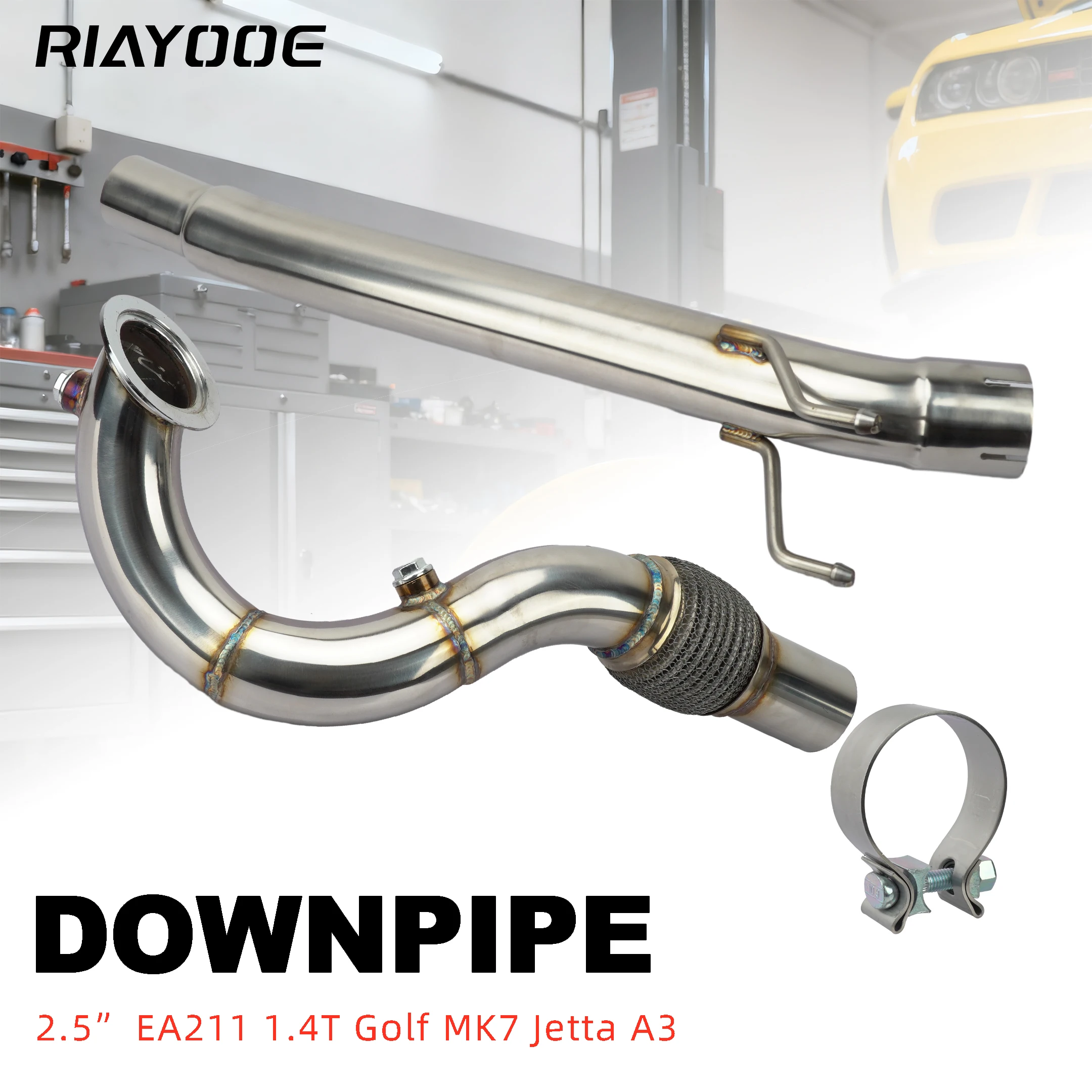 Tubo de bajada sin gato EA211 1,4 T de 2,5 pulgadas para VW Golf MK7 Jetta SE Audi A3 Skoda Kodiaq Mk1 MQB tubos colectores de escape de carreras tubo de bajada