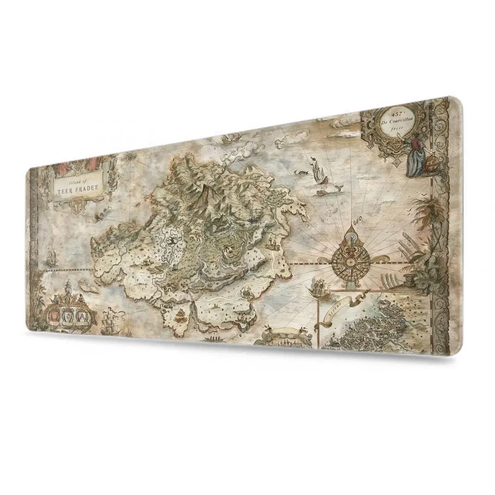 Old Map Deskmat Popular Large Mouse Pad 900x400 Deskpad Computer Mousepad XXL Rubber 4mm PC Table Mat Locking Edge Dropshipping