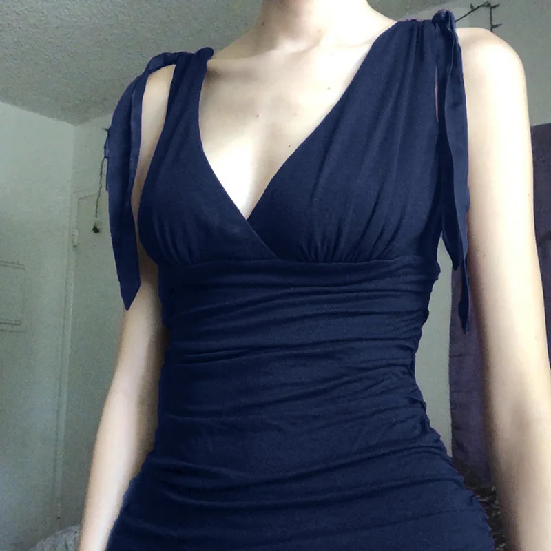 

Spice Girl Style Sexy Deep V Camisole Top Women's Summer New Pleated Slim Purple Inner Tank Top