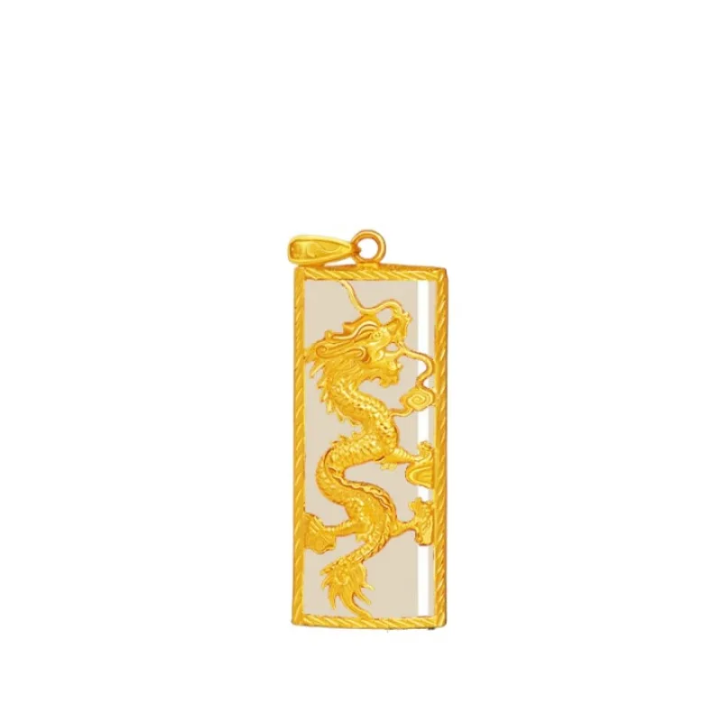 

Hetian jade gold inlaid jade necklace
