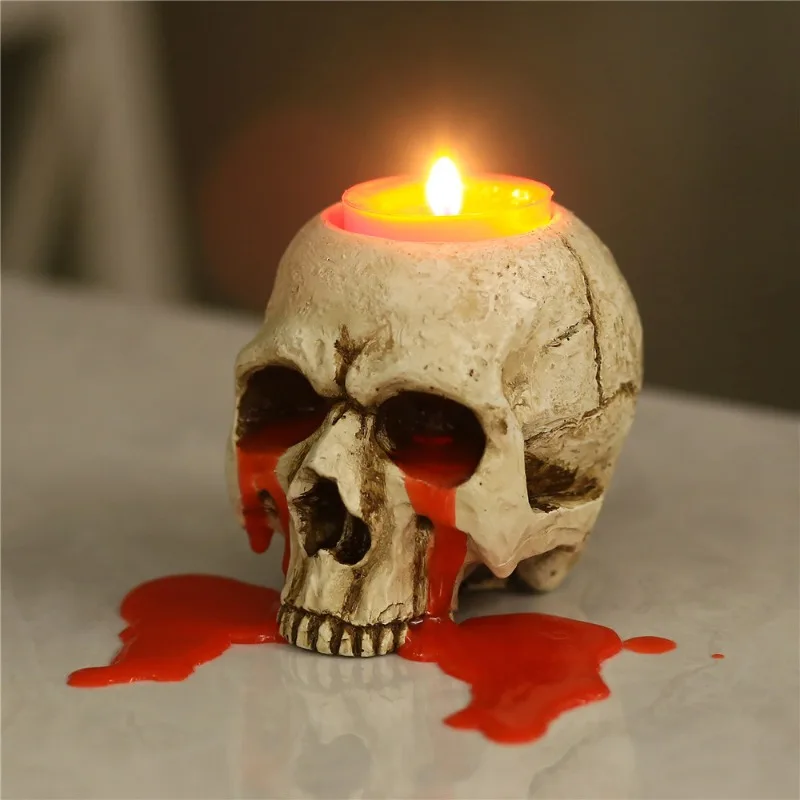 2024 Hot New Antique Tears Skull Candlestick Home Decoration Decoration Home Crafts Column Candle Base Tea Wax Holders