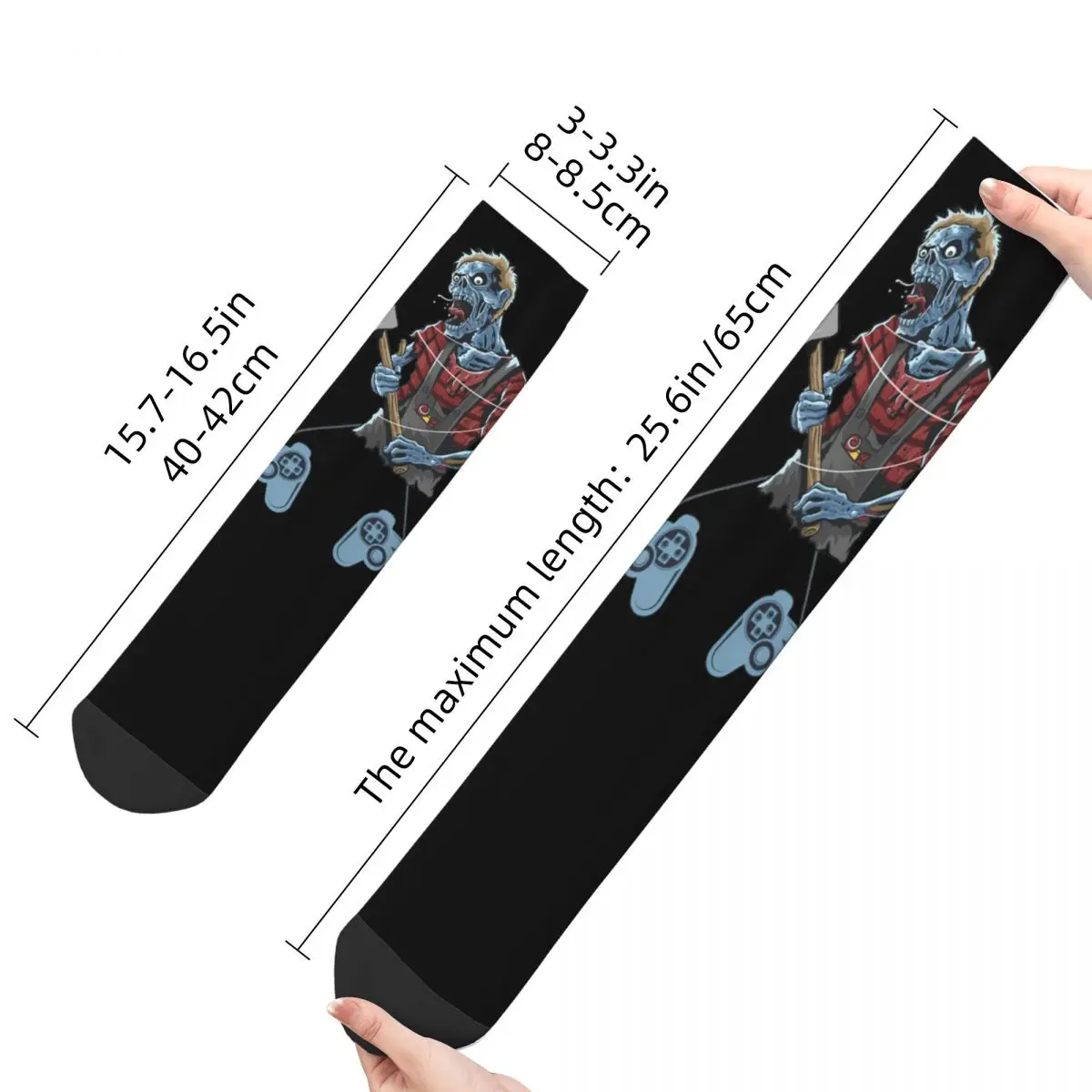 Vintage Zombie Gamer Controllers Crazy Men's compression Socks Unisex Zombie Video Gamer Street Style Pattern Printed Crew Sock