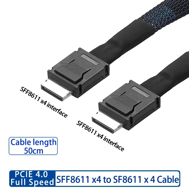 

PCI-E4.0 24 Гбит/с SFF8611 к SFF8611 Mini SAS Oculink SFF-8611 X4 к SFF-8611 X4 Кабель «папа-папа» NVME SSD-кабель 50 см Высокоскоростной