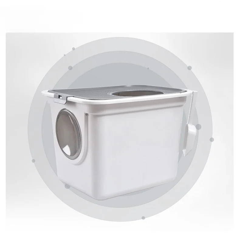 Fully Enclosed Deodorant Cat Litter Box Large Space Removable and Easy To Clean Double Door Top Into The Cat Litter Box