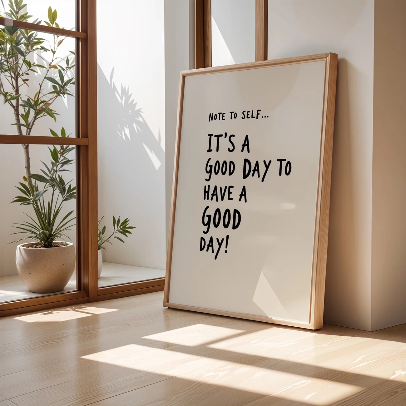 É um bom dia para ter um bom dia, citação, arte de parede, impressão em tela, pôster, imagem para sala de estar, quarto, decoração de casa