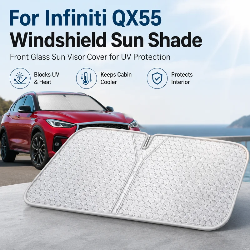 For Infiniti QX55 Windshield Sun Shade, Front Glass Sun Visor Cover for UV Protection