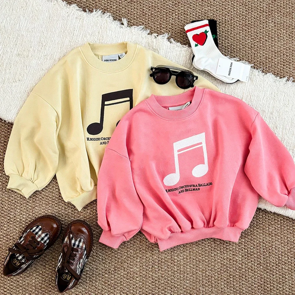 2025 spring/summer MINIRODINI music note series T-shirt set dress children's sweater sweatpants