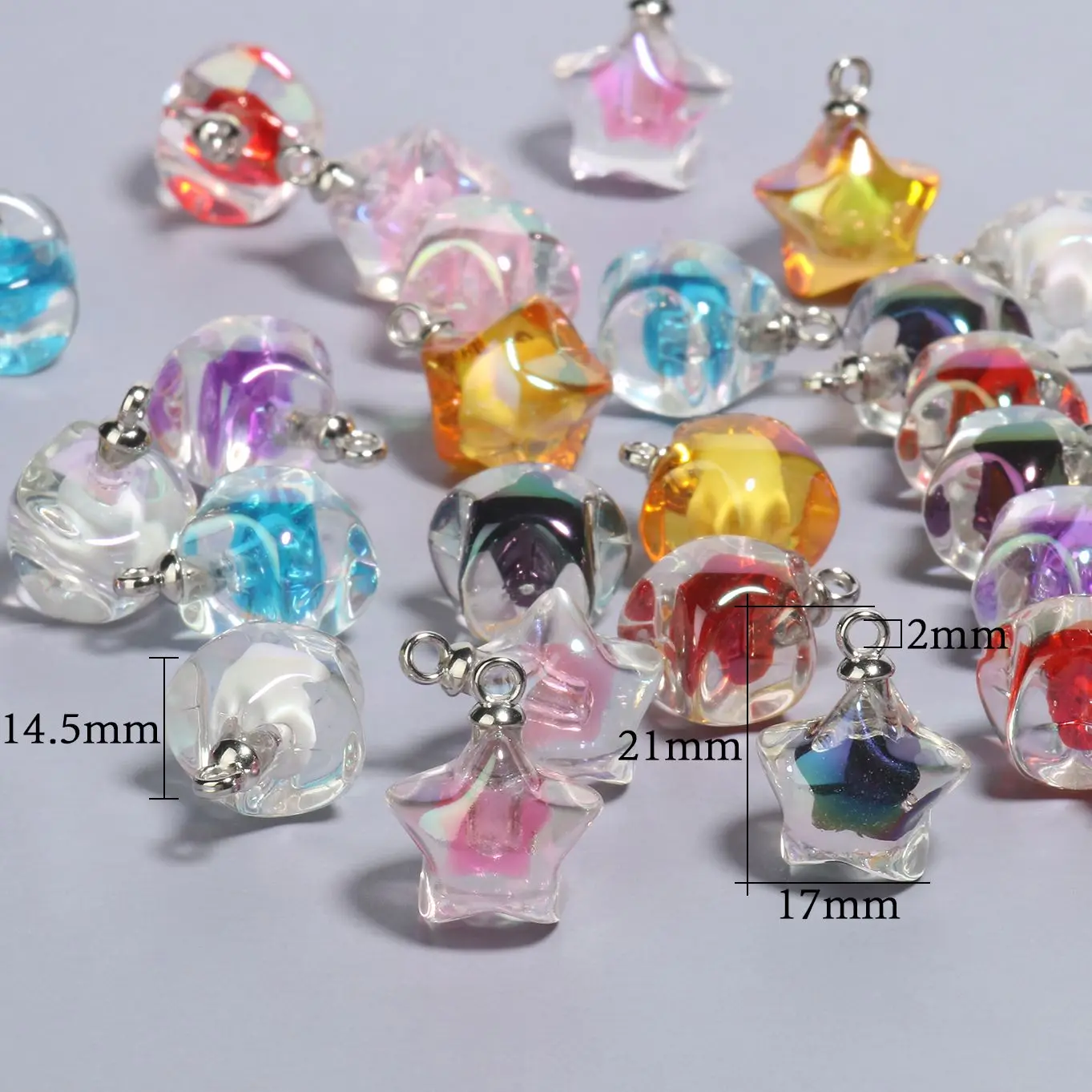 10pcs Clear AB Colorful Pentastar Acrylic Charms Beads Transparent Star Shape Clear Pendant Ornaments For Jewelry Making Finding