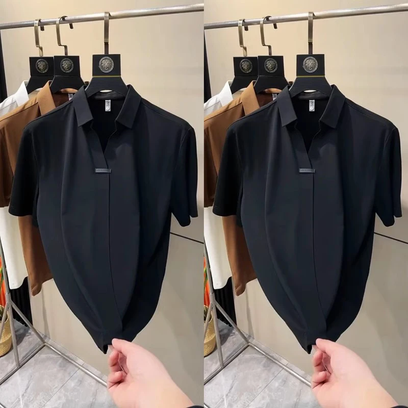 

ACMEOSTUDO Summer Busin Casual irt f Sve Drapel Sl Versatile Collared ort Sve Men's Trendy Top