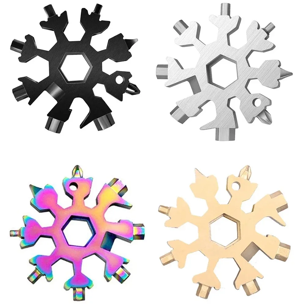 18-in-1-Edelstahl-Schneeflocken-Multitool Herramienta 18 En 1 Multifunktionswerkzeug Copo De Nieve Llave Multiusos