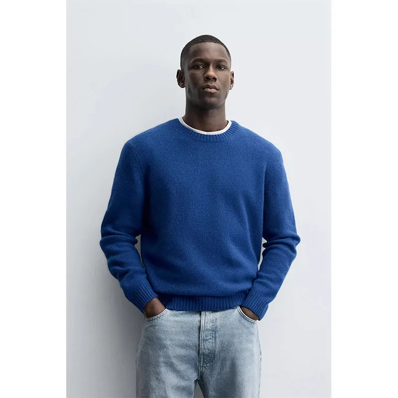 

Men's Winter Knitted Sweater Long Sve Wool Blend Slim Fit Straight Leg Knitwear round Ne Commute Suitable Warmth Heating