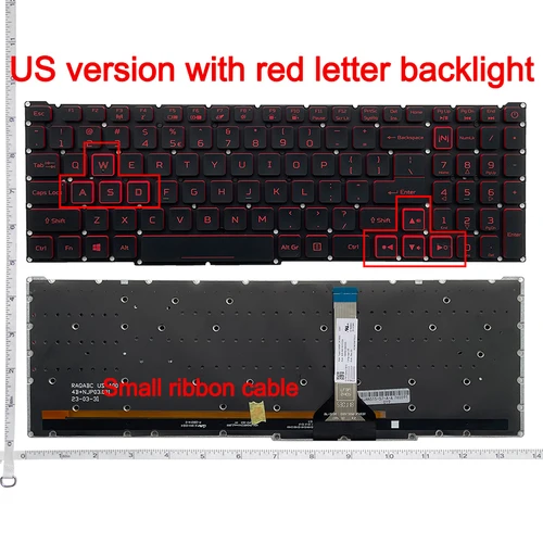 Imagen 2 del producto Teclado US/RU/SP para ACER Nitro 5 N22C1 N20C1 AN515-46 AN515-58/56/57 AN515-45 AN515-53TK PH315-54 PH515-54 PH317-51 portátil