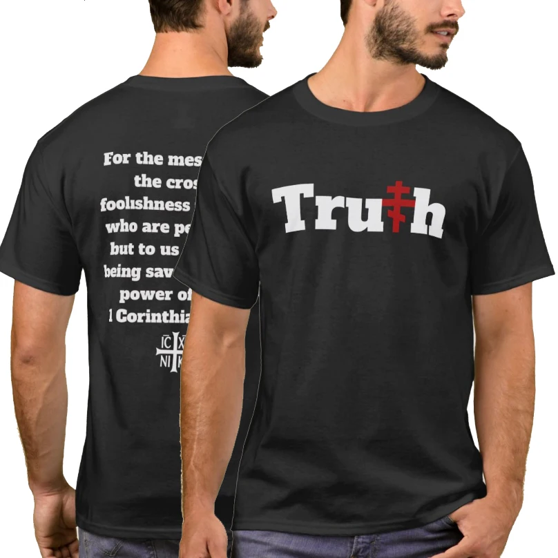 Byzantine Cross 1 Cor. 1:18 ICXC NIKA Orthodox Truth T-Shirt 100% Cotton O-Neck Short Sleeve Casual Mens T-shirt Size S-3XL