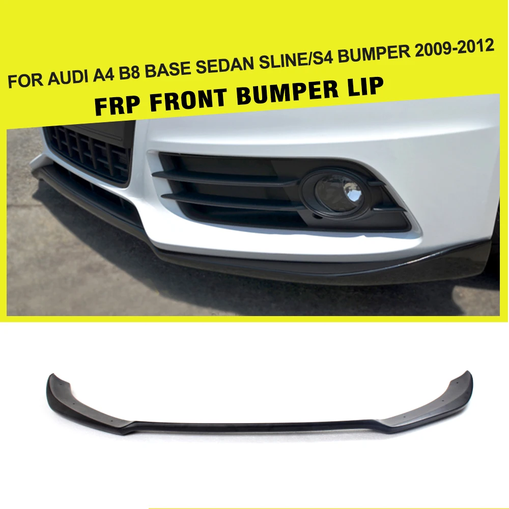 FRP Black Primer Front Bumper Lip Spoiler Splitters for Audi A4 B8 Sline S4 Sedan 4-Door 2009 - 2012