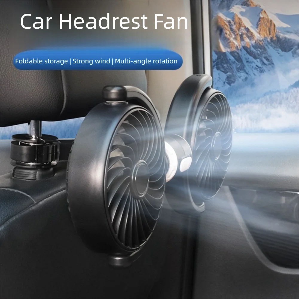 

New ABS+PP Car Cooling Fan Rotation Multi Angle Cooler Air Fan Cooler 3 Speed Double Head Fans Car