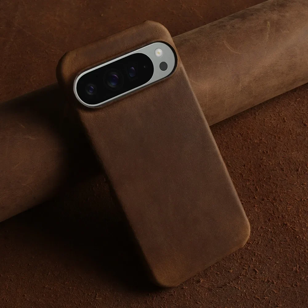 

Premium Pure Color Genuine Leather Slim Phone Case For Google Pixel 10 9 Pro XL 9 8 7 6 Pro 5 A Shockproof Protective Back Cover