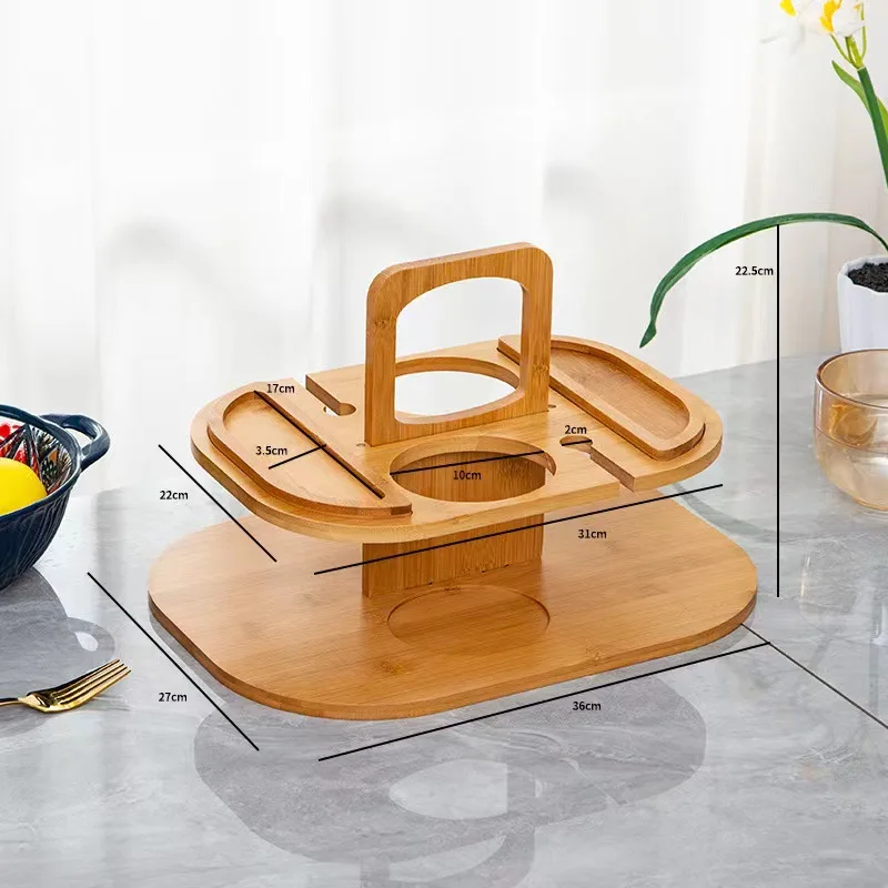 Wooden wine rack Outdoor picnic table Portable wine rack Removable fruit table Wine glass Multi-layer food rack Wholesale