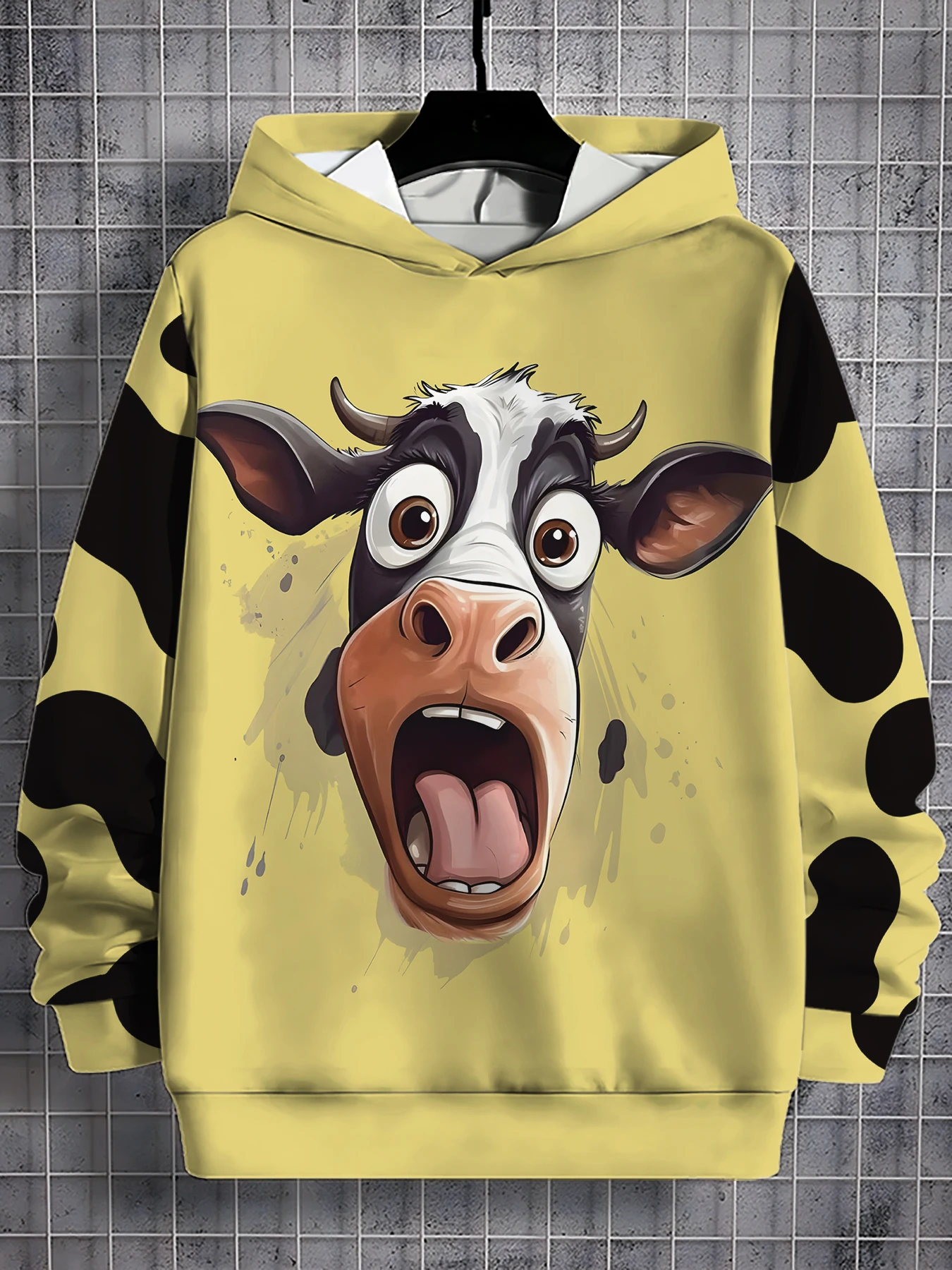 

3D Printed Funny Animal Men's Hoodies Cartoon Cow Pattern Sweatshirts Autumn Winter Long Sleeves Unisex Loose Y2k Clothing Tops